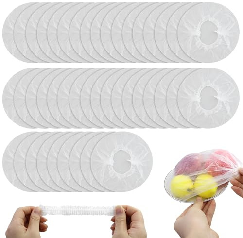 500 Stück Frischhaltefolie mit Gummizug,Kunststoff Dehnbare Frischhaltetaschen,Wiederverwendbare Frischhaltebeutel,Transparent Frischhaltebeutel,Für Lebensmittelaufbewahrung