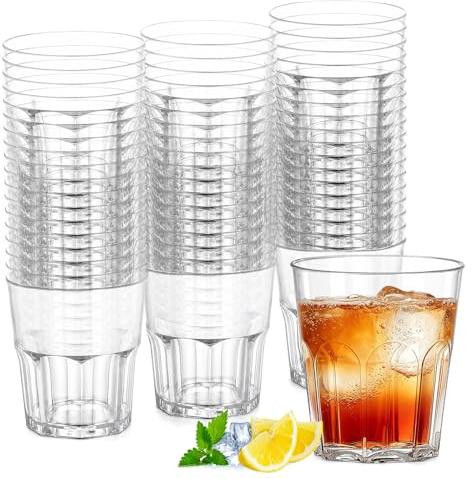 LEKEFETO 80 stycken plastmuggar 200 ml, återanvändbara akrylmuggar, transparenta festkoppar, stapelbara hårdplastglas för jul, bröllop, fester och evenemang
