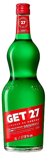 GET 27 Liqueur de Menthe Poivrée, 17,9 % Vol, 100cL / 1L, Cocktail Digestif Liqueur de Menthe Fraîche