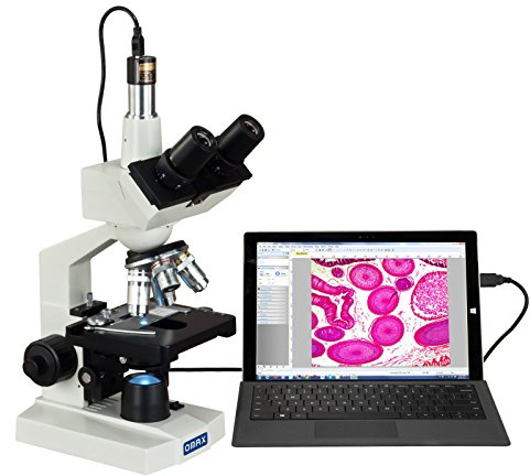 OMAX 40X-2500X LED Digital Trinocular Lab Compound Microscope with 1.3MP Camera and Mechanical Stage