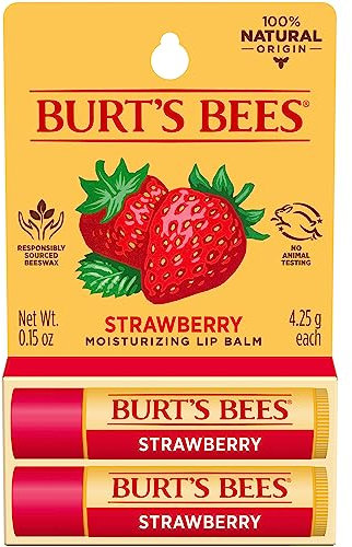 Burts Bees Strawberry Moisturizing Lip Balm, 0.15 oz, Pack of 2