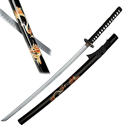 KATANA ORNAMENTALE DEL DRAGO SPADA GIAPPONESE PER DA ARREDAMENTO NERA PER COSPLAY