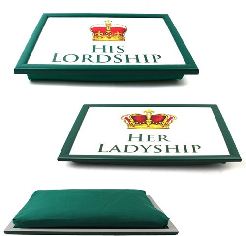 HIS HER Lordship Ladyship LAPTRAY Cushion Breakfast Serving Food Dinner Lap Tray (Lordship)