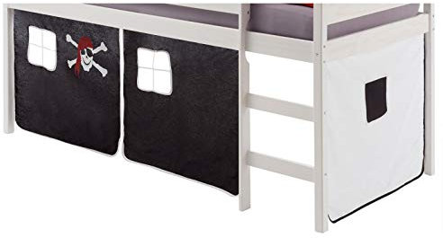 IDIMEX Vorhang Gardine Bettvorhang Classic zu Hochbett Rutschbett Spielbett in schwarz/Weiss Pirat