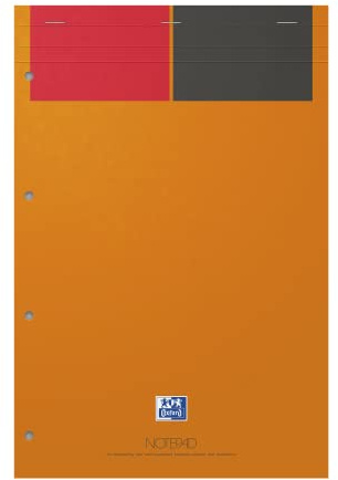 Oxford Notepad International A4 Briefblock, liniert, 160 Seiten, 4fach gelocht