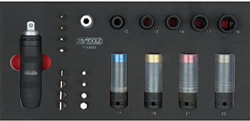 KS Tools 713.2023 SCS 1/2+5/16 Kraft-Stecknuss und Bit-Satz, 23-tlg. in 1/3 Systemeinlage