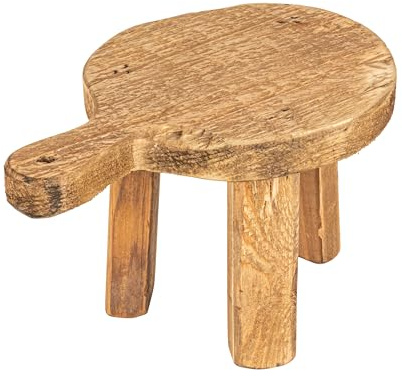 Creative Co-Op Decorative Hand‑Carved Fir Wood Pedestal Rustic Round Display Stand, Natural Finish