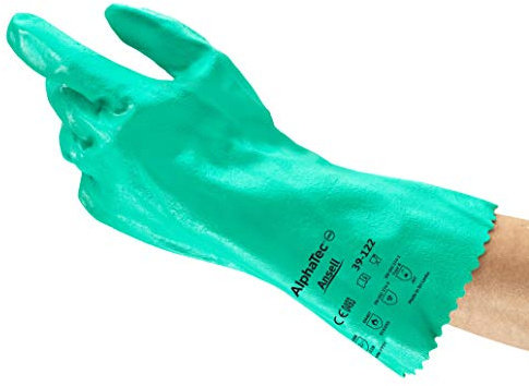 Ansell AlphaTec 39-122 Chemikalienschutzhandschuh, Verstärkter Nitrilhandschuh, Chemikalien- und Flüssigkeitsschutz, Herausragende Fingerbeweglichkeit, Größe XL (12 Paar)
