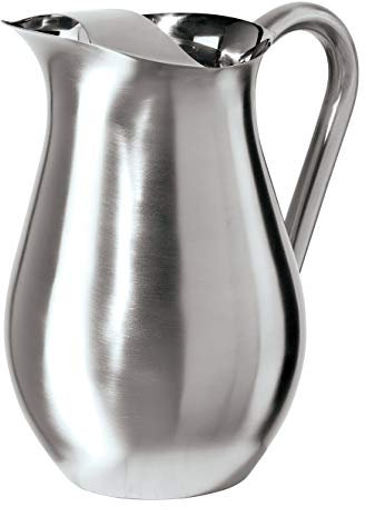 OGGI Stainless Steel Pitcher- Stainless Steel Water w/Ice Guard, Water Carafe, Great Metal Container for Entertaining, Ideal 68oz / 2 Lt Drink Pitcher