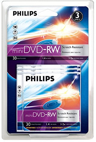 Philips DVD-RW 1.4GB 8CM - Pack of 3