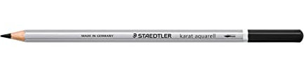 STAEDTLER aquarell Buntstifte karat aquarell, schwarz, wasservermalbare, weiche und farbintensive Mine, für unterschiedliche Trocken- und Nasstechniken, 6 Aquarellstifte im Kartonetui, 125-9