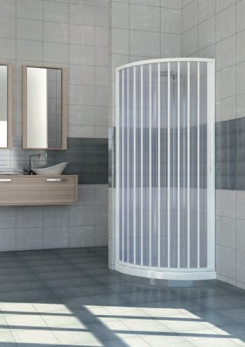 BOX DOCCIA IN PVC A SOFFIETTO SEMICIRCOLARE 1 ANTA CM 90/90XH185