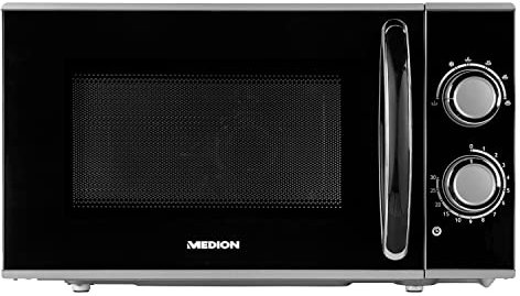 MEDION Mikrowelle, ca. 700 Watt Leistung, ca. 17 Liter Kapazität, 6 Stufen, Auftaufunktion, MD 15644, schwarz/silber