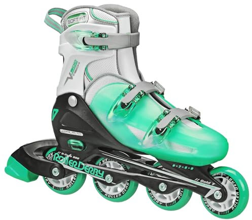 Roller Derby V-Tech 500 Adjustable Performance Inline Skates for Men, Women, Kids, Teens, Large (6-9), Mint
