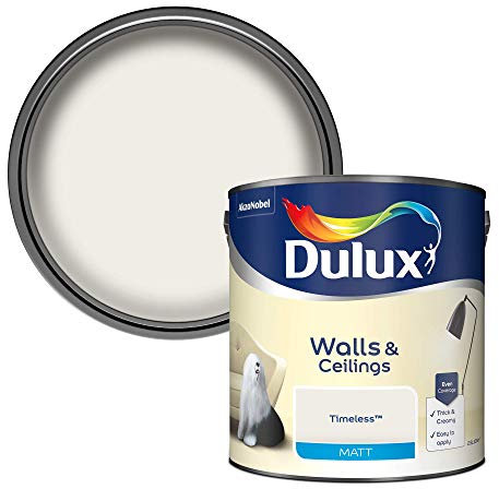 Dulux Matt Emulsion Paint For Walls And Ceilings - Timeless 2.5 Litres
