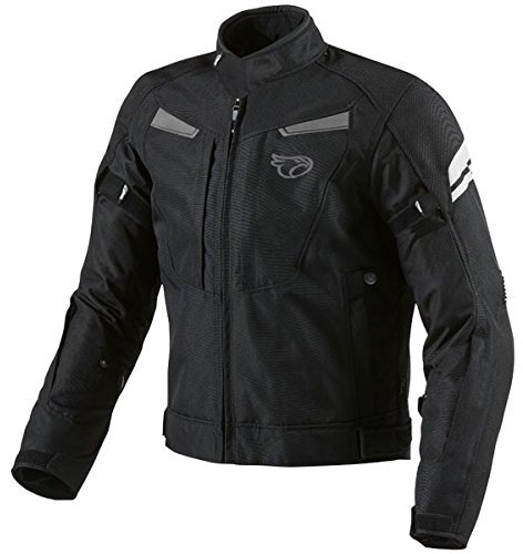 JET Blouson moto imperméable avec armure veste moto multi fonctionnel textile (Noir, XL (EU 52-54))