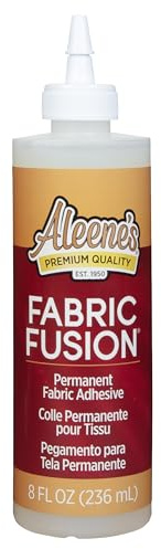 Aleene's Fabric Fusion Glue 8 fl oz, Permanent and Washable Adhesive, No-Sew Fabric Glue for Clothing, Denim, Polyester, Cotton, Flannel Materials, Dries Flexible