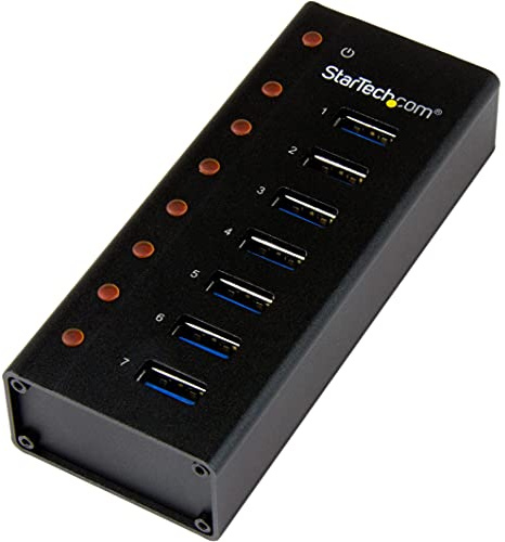 StarTech.com Concentrador USB 3.0 de 7 Puertos con Caja de Metal - 5Gbps - Hub de Sobremesa o Montaje en Pared (ST7300U3M)