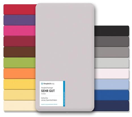 CelinaTex Jersey Spannbettlaken Lucina 90x200-100x200cm Silber grau 100% Baumwolle gekämmt bis 26cm Matratzenhöhe Oeko-TEX