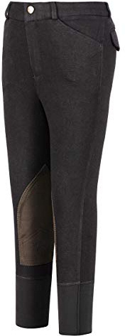 TuffRider Boys Patrol Light Knee Patch Breeches, Black, Size 16