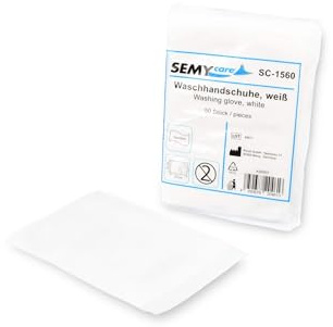 Semycare SC-1560 Waschhandschuhe mit Noppenstruktur, weiß, 15x23 cm, 5er Pack (5 x 50 Stück)