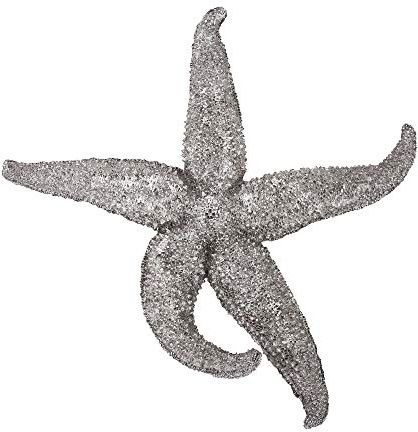 Howard Elliott Decorative Deep Starfish Figurine Hanging Wall Art for Home & Garden Decor, Silver Leaf Finish Abstract Decorative Sea Animal Figure for Tabletop & Wall Decoration 16 x 15 Inch, Medium