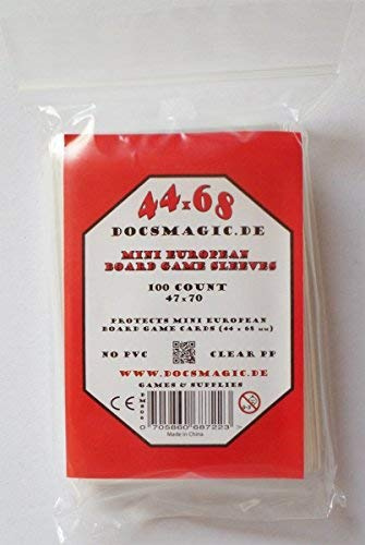 docsmagic.de 100 Mini European Board Game Sleeves - 47 x 70 - Small EU - 44 x 68