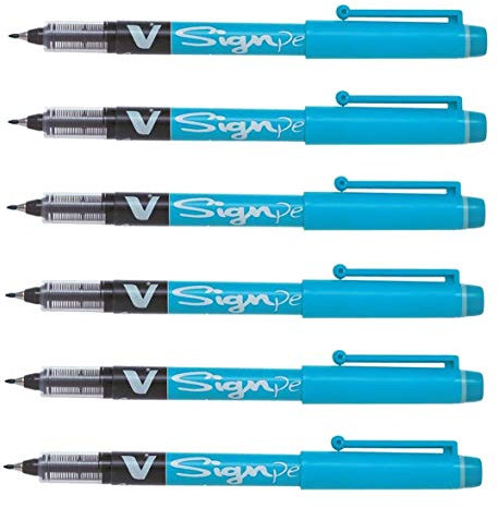 PILOT V Sign Felt-Tip Pens Medium 0.6 mm Turquoise Pack of 6