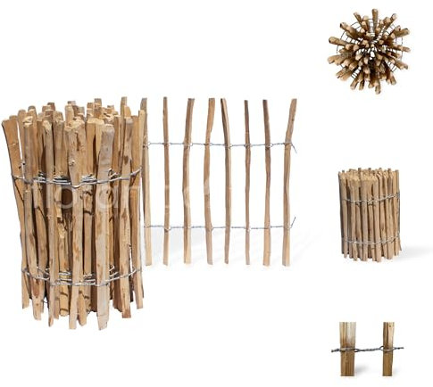 Floranica bordure noisetier châtaignier 5 m x 50 cm, lattes 8-10 cm, jardin naturel