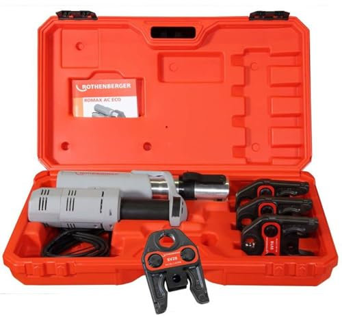 Rothenberger elektrohydraulische Fitting - Pressmaschine ROMAX AC ECO Presskontur V Set mit Pressbacken
