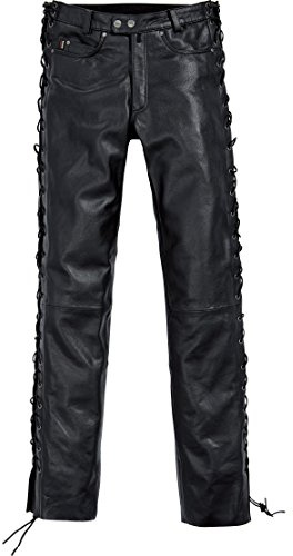Spirit Motors Pantalon de Moto Pantalon en Cuir à Lacets 1.0 Noir L, Unisexe, Chopper/Cruiser, été