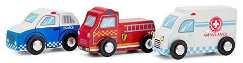 New Classic Toys 11933 3 Wooden Vehicles Set for Toddlers First Cars for One Year Old, Children for Age 18 Months, Multi Color