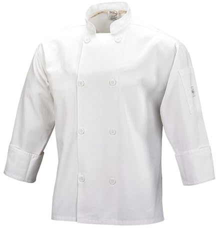 Mercer Culinary M60010WHL Millennia Men's Cook Jacket with Traditional Buttons, Large, White