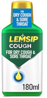 Lemsip Cough Syrup, 180ml, Catarrh and Mucus Relief, Chesty Cough, Sore Throat, Phlegm and Mucus Remover, Effective Dual Relief, Loosens Mucus, Cough Syrups, Medication