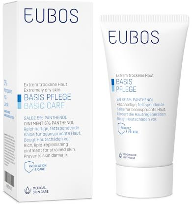 POMADA 5% PANTENOL DE EUBOS CUIDADO BÁSICO: para pieles castigadas | Nutritiva y lipidizante | Para pieles extremadamente secas | Para el rostro y el cuerpo | 75ml