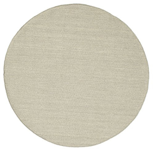 RugVista Handloom Flat, Teppich, Kelim Modern, Ø 150 cm, Rund, Mittlerer Stapel, Wohnzimmer, Esszimmer, Schlafzimmer, Diele, Nur chemische Reinigung, Care & Fair Zertifiziert, Hell Grau/Beige