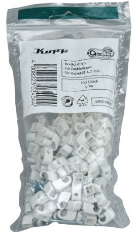 Kopp 345504087 Lot de 100 colliers de serrage ISO 5-7 mm Gris avec goupilles en acier 20 mm