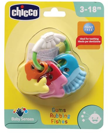 Chicco Sonajero Peces Mordedor, Sonajero Plástico Blando y Ligero, Juguetes para Bebés y Recién Nacidos, Adecuado para Juego y Dentinción, Multicolor, 3-18 Meses