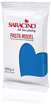Saracino Pâte à Sucre Model Bleu Clair à Modeler de 250 g sans Gluten Made in Italy
