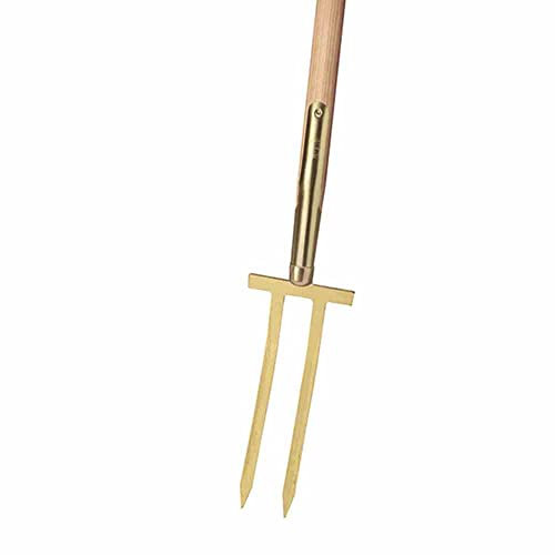 IDEAL Rosengabel mit Bajonettzinken und 85 cm Eschen-T-Stiel – extra schmale Gartengabel für wurzelschonende Bodenbearbeitung auf engem Raum – handgeschmiedet