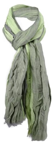 TigerTie arrugado bufanda de verde cal gris rayas con refriega - tamaño 160 x 60 cm