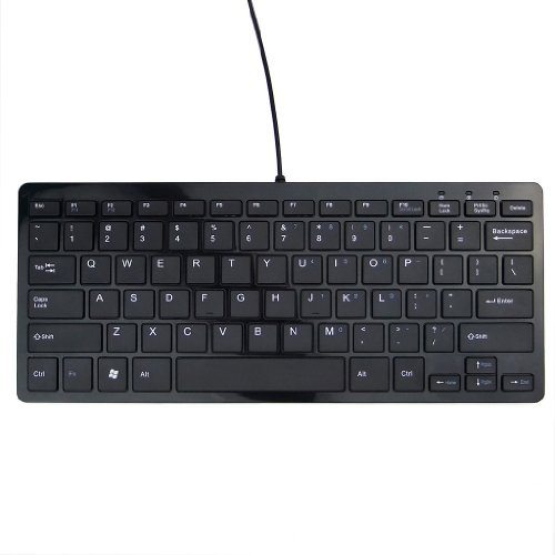 Meiego Super Slim USB 2.0 Mini Keyboard 78 Key Black Small Compact Thin Laptop PC Keybord for Windows 7 XP Vista