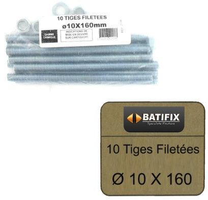 Pack de 10 Tiges Filetées M10 BATIFIX diamètre 10 x 160mm