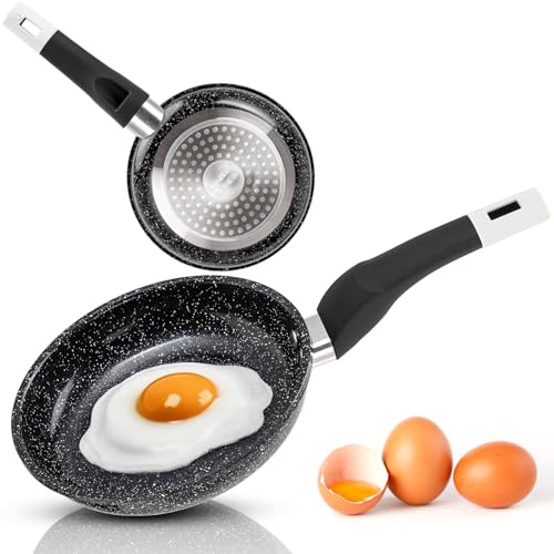 EliteHoff Induktionspanna, non-stick-belagd stekpanna, aluminiumstekpanna, lämplig för alla typer av spisar, svart (22 cm)