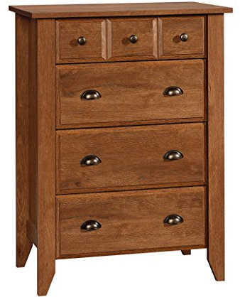 Sauder Shoal Creek 4-Drawer Chest, Tall Dresser Chest of Drawers, in Oiled Oak