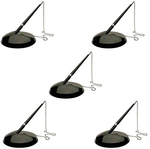 5 X Q-CONNECT Kugelschreiberständer m.Kette sw KF00233