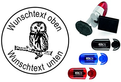 Geocachingstempel « EULE auf AST » 03 mit persönlichen Cachername / Nickname Runder Stempel Geocaching Pocketstempel Uhu