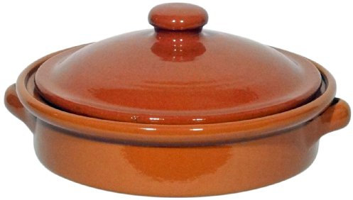 Amazing Cookware SB123 Natural Terracotta 25cm Round Dish With Lid, Brown