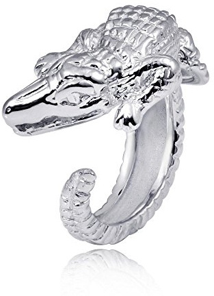 MATERIA Schmuck Ring Krokodil GILA - 925 Silber Ring Damen Echse Tier 16 17 18 19 20 mm Größe verstellbar #SR-81, Ringgrößen:57 (18.1 mm Ø)