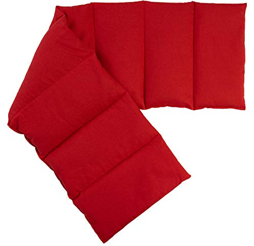 Cuscino termico - Cuscino con semi di uva, 75x20cm. Cuscino riscaldabile per la schiena, il ventre e molto altro, con 8 compartimenti. Terapia caldo e freddo (rosso)
